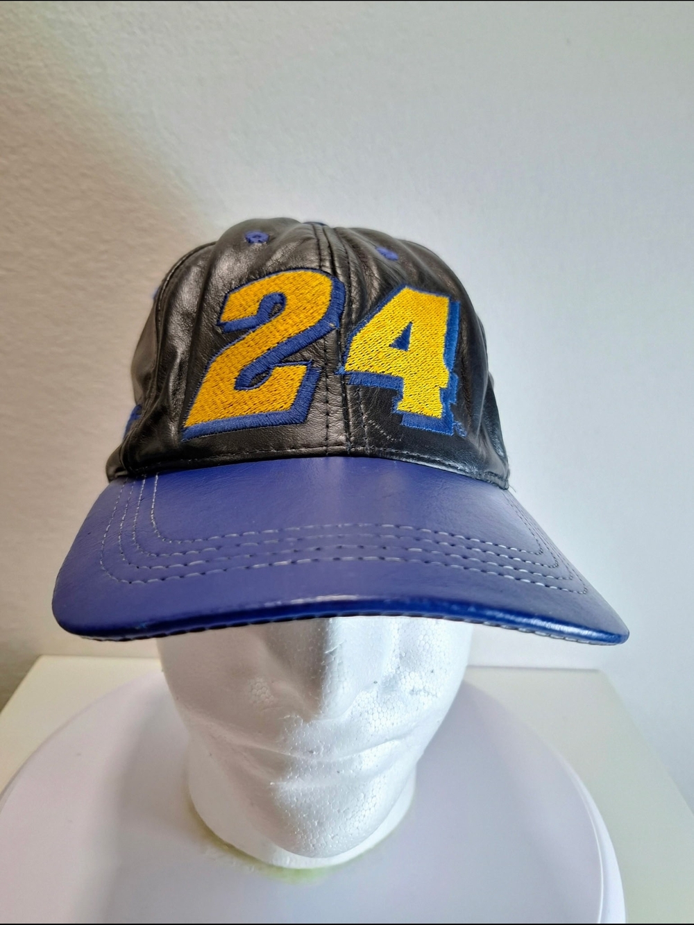 Nascar  Jeff Gordon  Black and Blue Leather Hat with Yellow 24 Patch